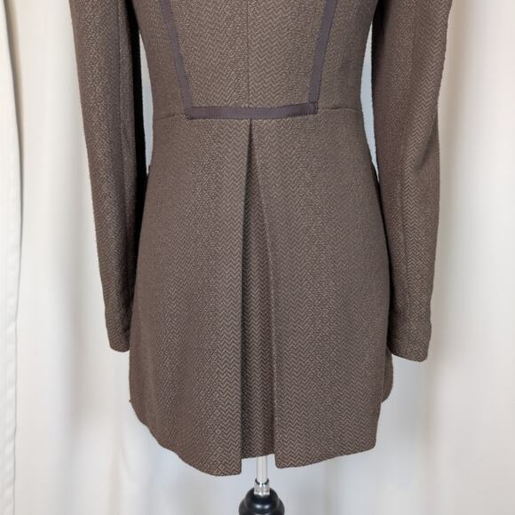 Jack Puff Shoulder Poetcore Coat Jacket Herringbone Tweed Brown Small - Picture 7 of 16